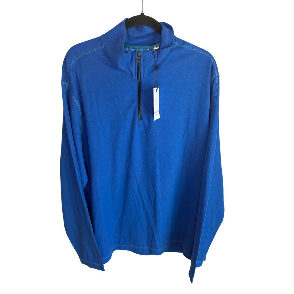 Robert Graham Burton Mens Blue Quarter Zip Pullover Classic Fit RFF236012CF 2XL